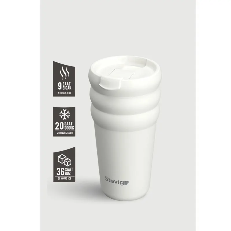 Stevig Bubble Çelik Termos 600 ml ST-249 White Stone
